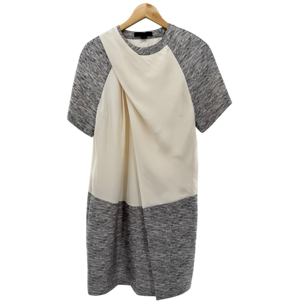 Alexander Wang Womens Silk Short Sleeves‎ Knee Length Dress White Grey Size 10